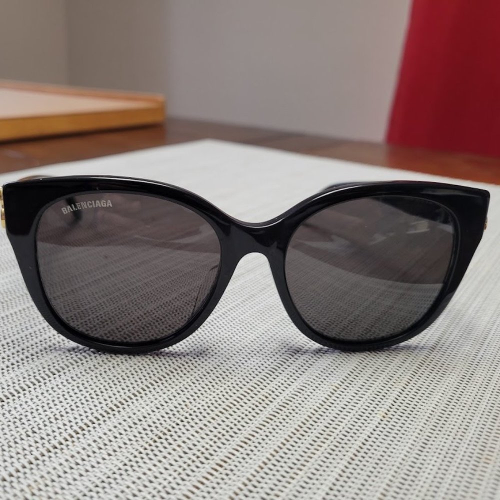 Balenciaga Black and Gold Sunglasses